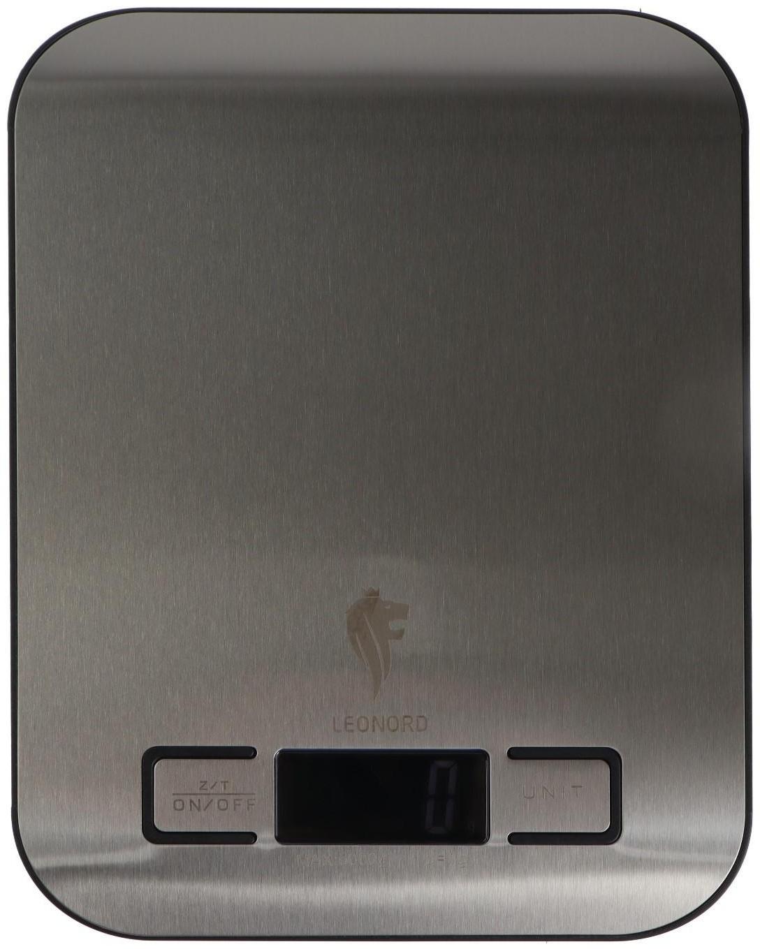 Весы кухонные Leonord LE-1702, электронные, до 5 кг, LCD дисплей, серебристые