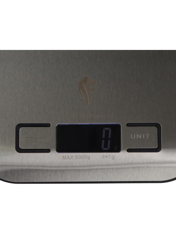 Весы кухонные Leonord LE-1702, электронные, до 5 кг, LCD дисплей, серебристые