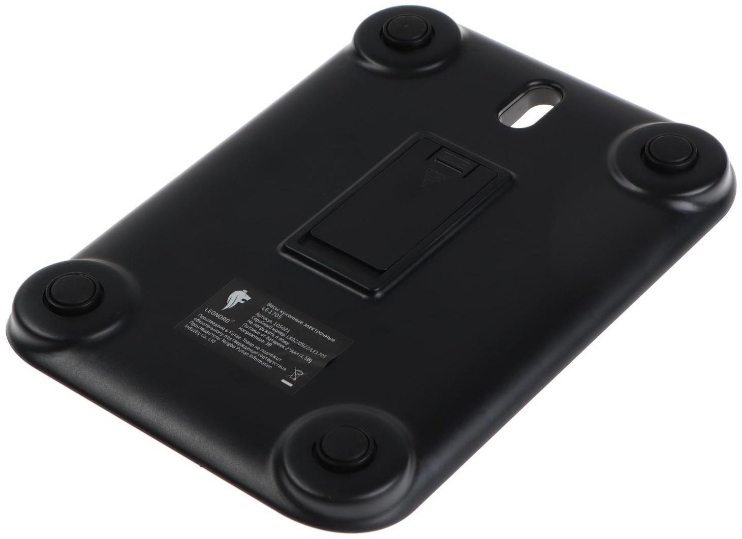 Весы кухонные Leonord LE-1705, электронные, до 5 кг, LCD дисплей, серебристые