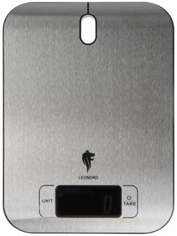 Весы кухонные Leonord LE-1705, электронные, до 5 кг, LCD дисплей, серебристые