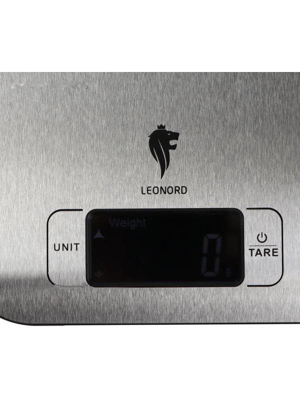 Весы кухонные Leonord LE-1705, электронные, до 5 кг, LCD дисплей, серебристые