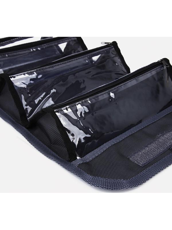 Косметичка, 4 отдела на молниях, цвет серый