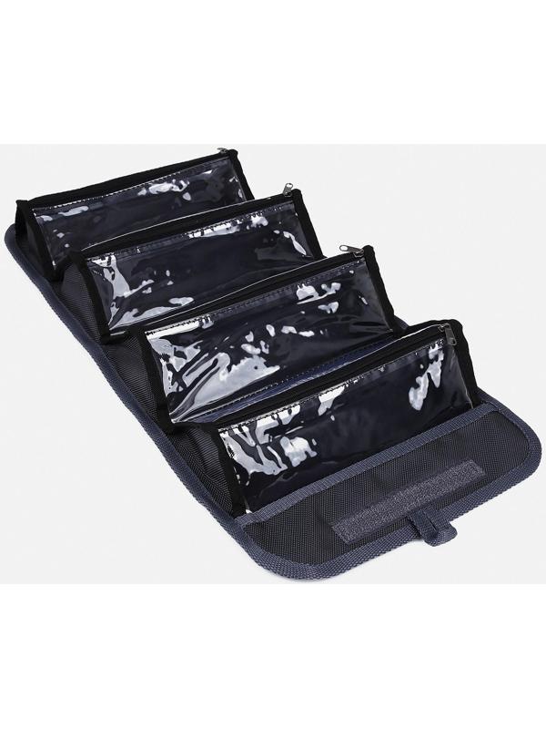 Косметичка, 4 отдела на молниях, цвет серый