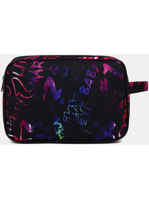 Косметичка на молнии, наружный карман, цвет чёрный