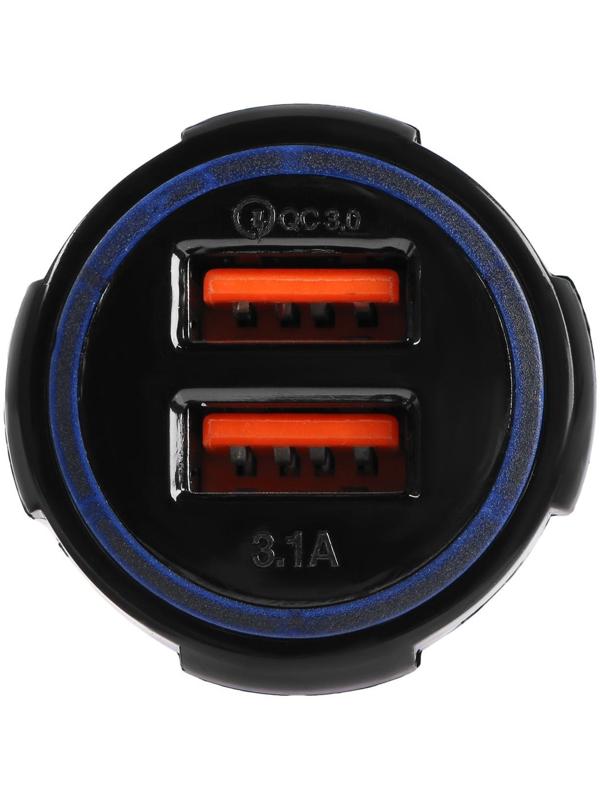 Зарядное устройство Cartage, 12-24 В, 2 USB 3.1 А, черный