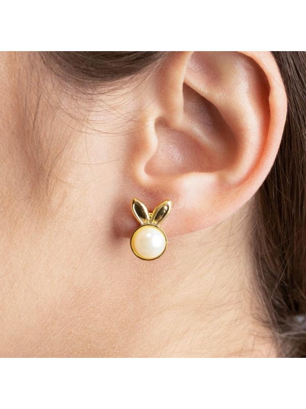 Серьги-гвоздики «Зайчик», 1 х 1,5 см