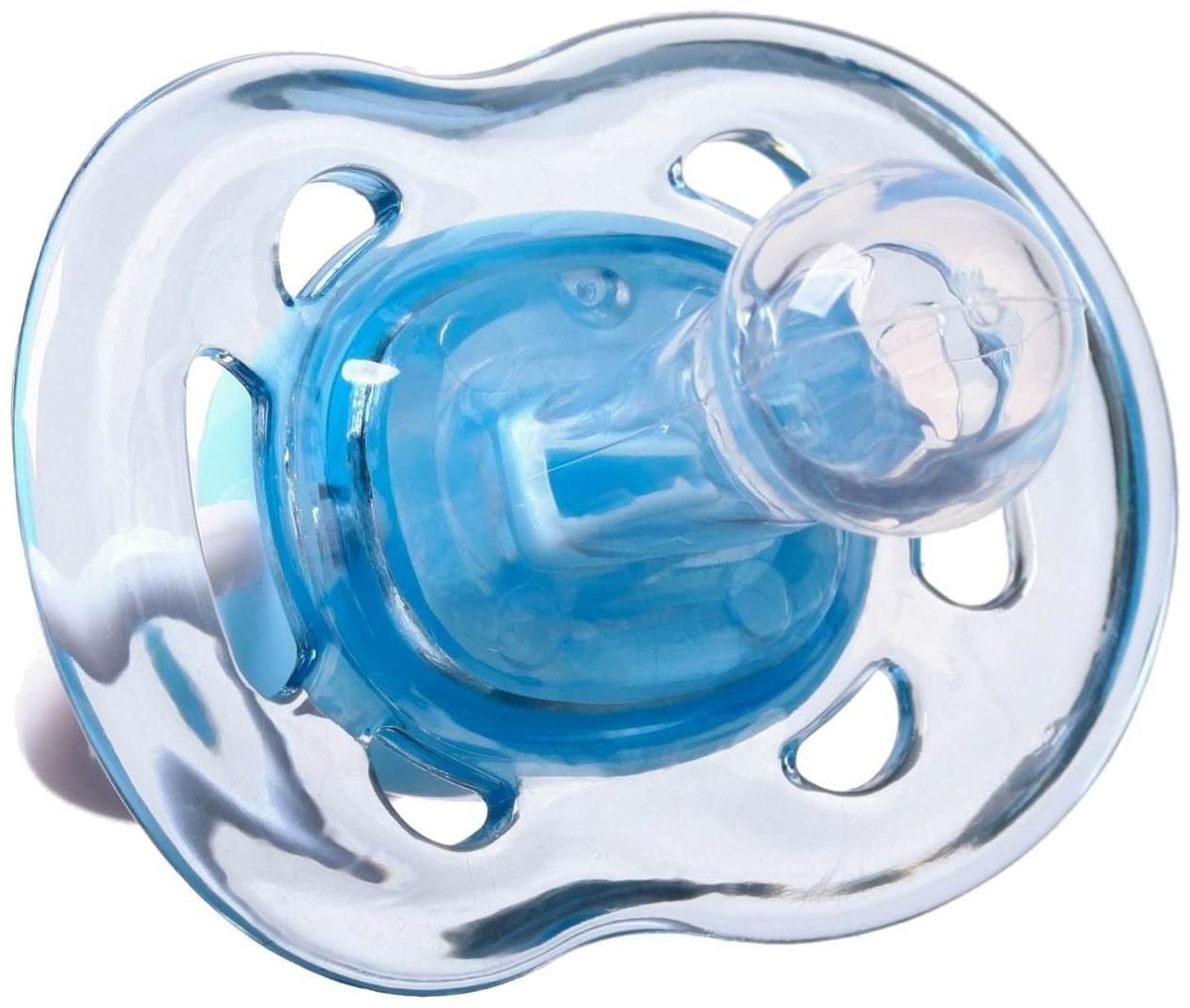 Соска - пустышка классическая, силикон, +6мес., с колпачком, цвет голубой