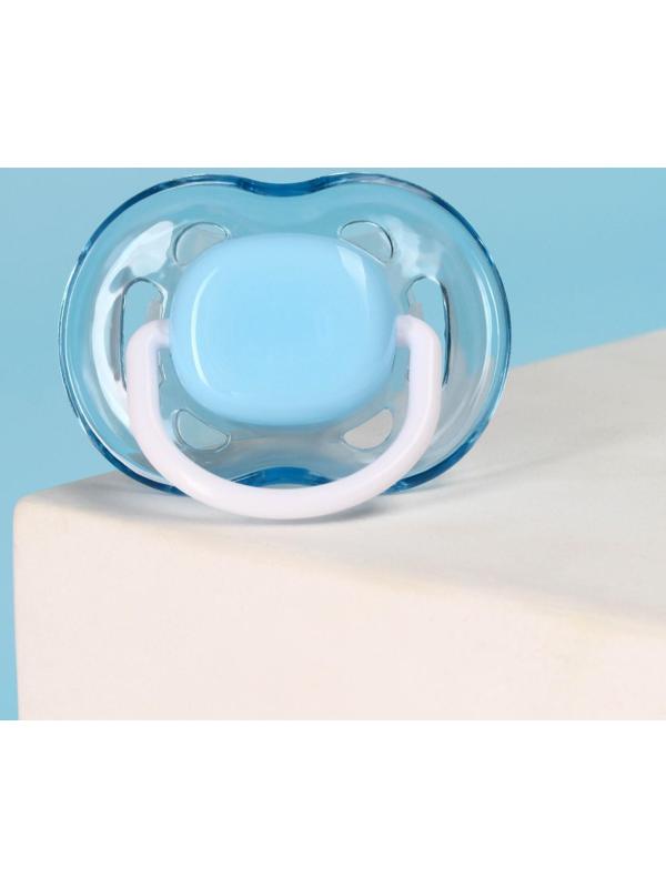 Соска - пустышка классическая, силикон, +6мес., с колпачком, цвет голубой