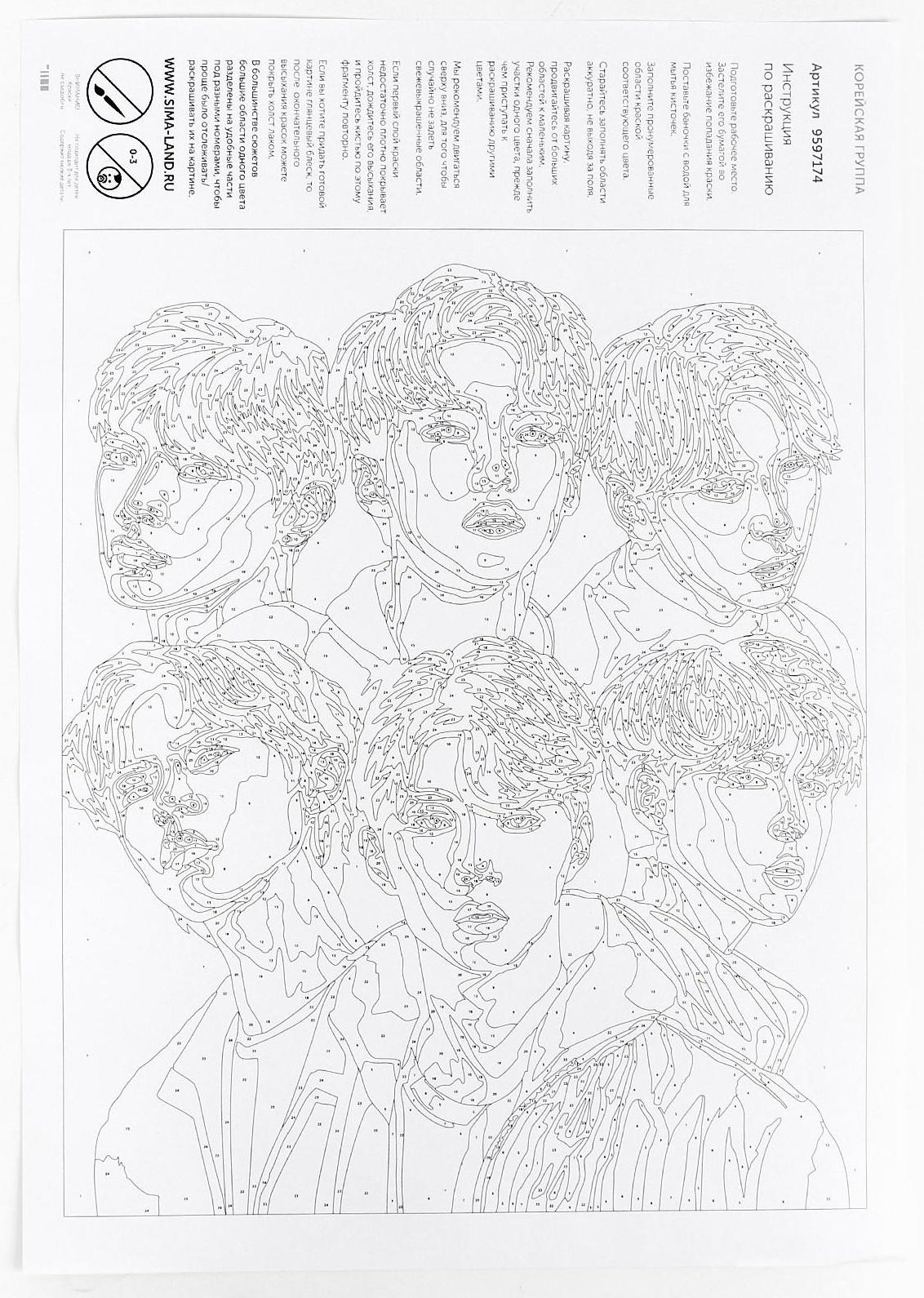 Картина по номерам на холсте с подрамником «Корейская группа», 40х50 см