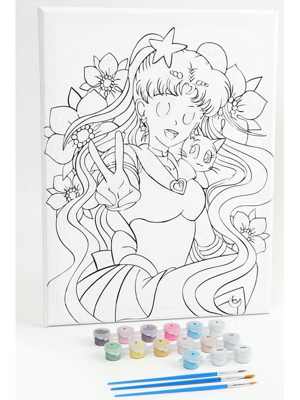 Картина по номерам на холсте с подрамником «Лунная принцесса», 30х40 см, в пленке