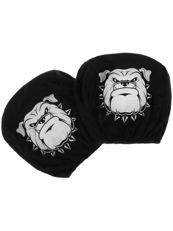 Чехлы на подголовник Бульдог, черные, набор 2 шт