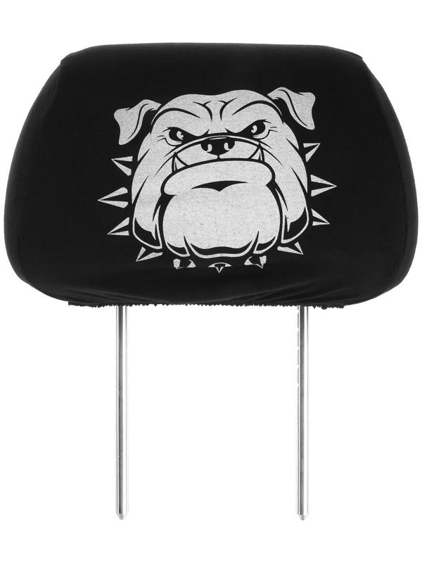 Чехлы на подголовник Бульдог, черные, набор 2 шт