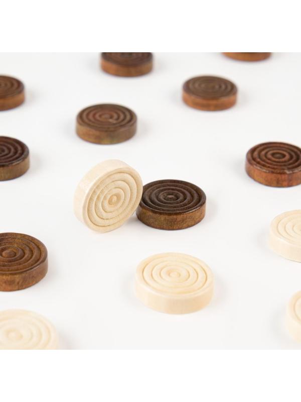 Шашки деревянные 24 шт, d-2.5 см, h=0.65 см, без поля