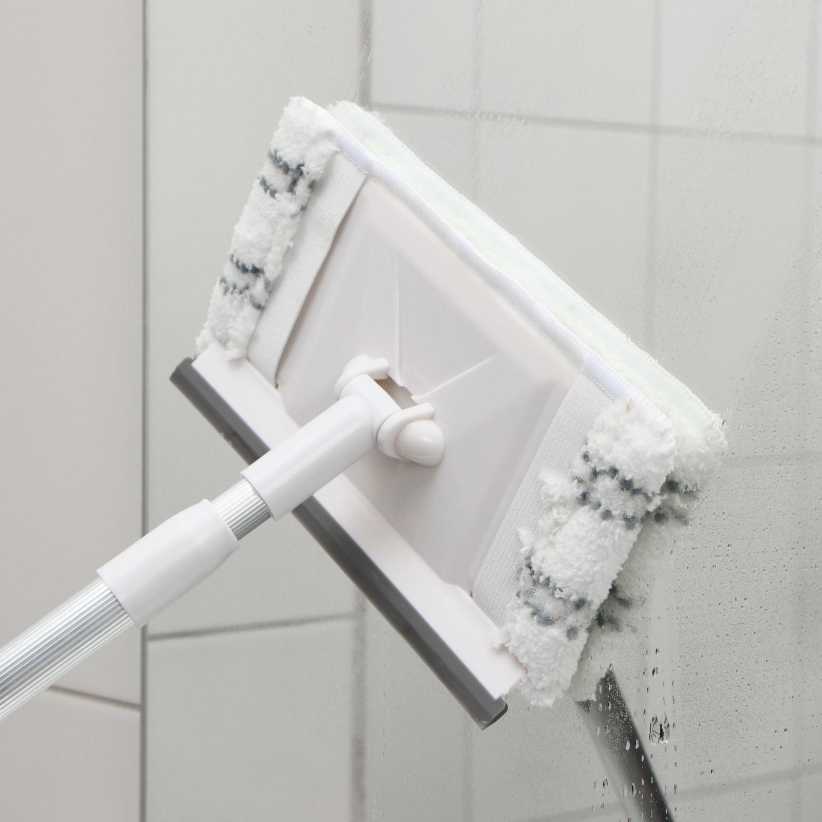 Окномойка с алюминиевым черенком Raccoon, телескопическая ручка, насадка микрофибра, 20,5×12×59(103) см