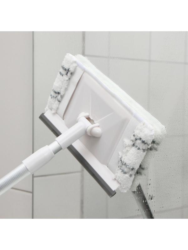 Окномойка с алюминиевым черенком Raccoon, телескопическая ручка, насадка микрофибра, 20,5×12×59(103) см