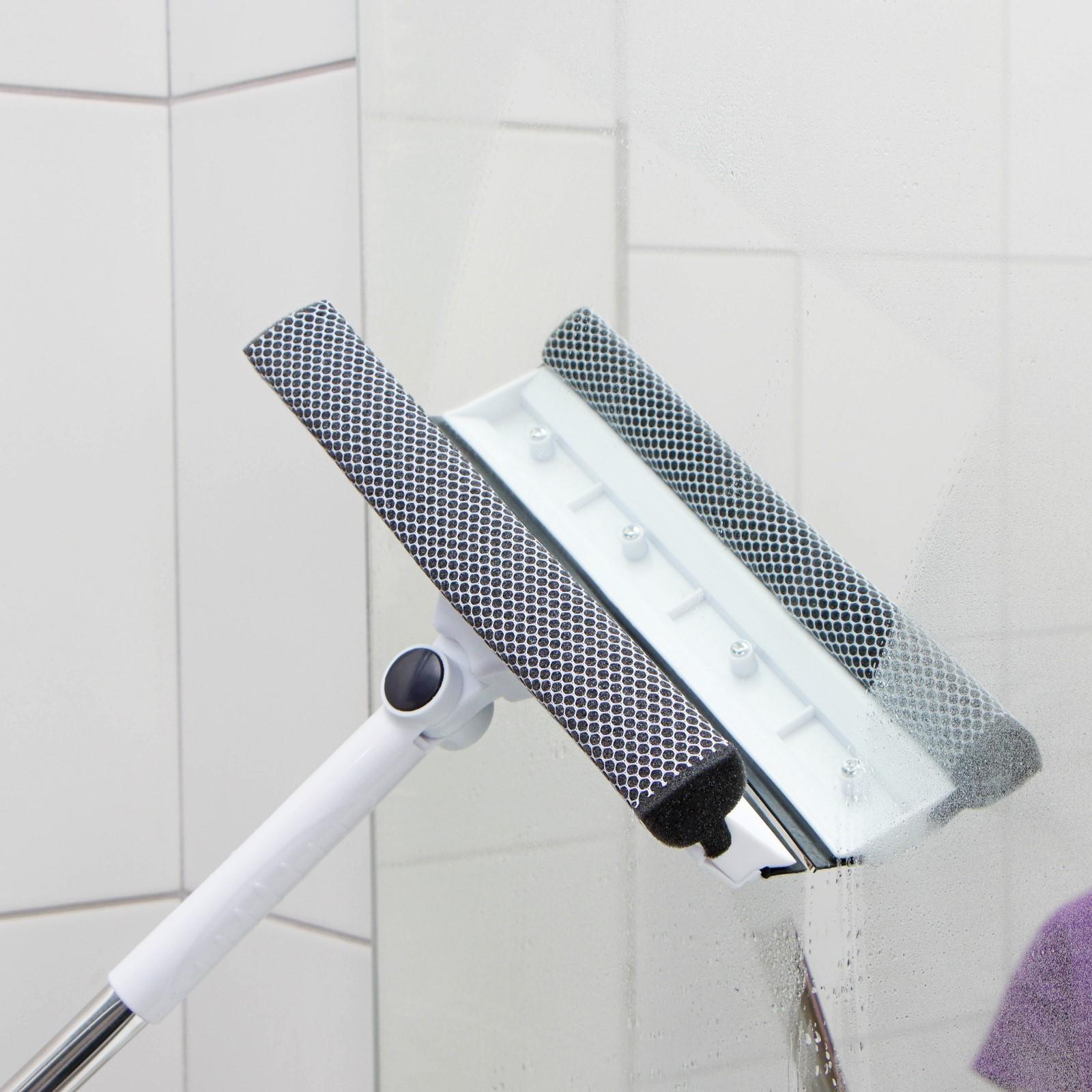 Окномойка с поролоновой насадкой Raccoon, телескопическая ручка из нержавеющей стали, поворот на 180°, 26×3,5×98(128)