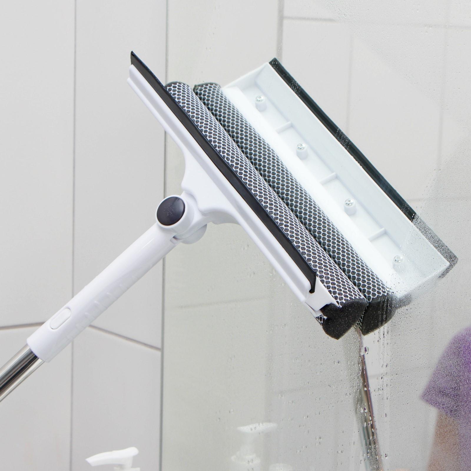 Окномойка с поролоновой насадкой Raccoon, телескопическая ручка из нержавеющей стали, поворот на 180°, 26×3,5×98(128)