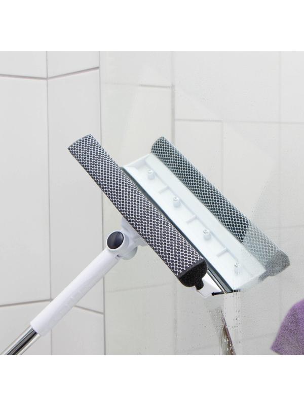 Окномойка с поролоновой насадкой Raccoon, телескопическая ручка из нержавеющей стали, поворот на 180°, 26×3,5×98(128)