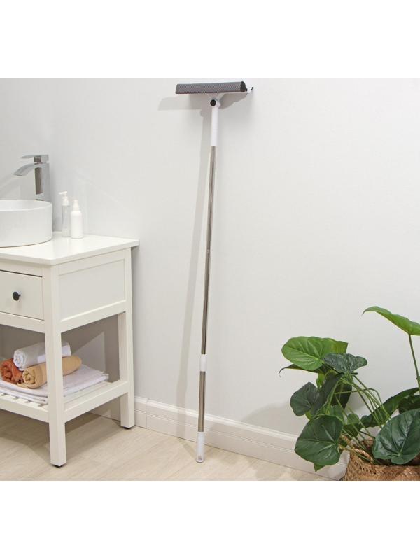 Окномойка с поролоновой насадкой Raccoon, телескопическая ручка из нержавеющей стали, поворот на 180°, 26×3,5×98(128)