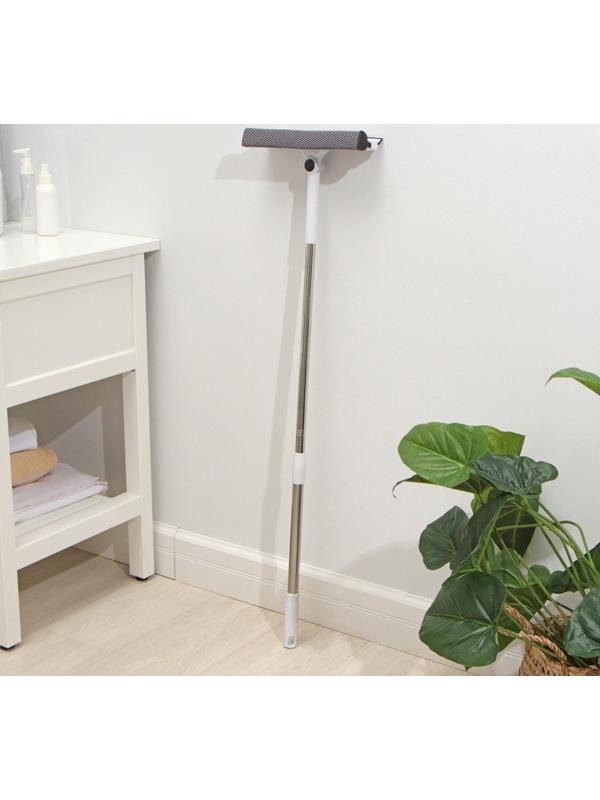 Окномойка с поролоновой насадкой Raccoon, телескопическая ручка из нержавеющей стали, поворот на 180°, 26×3,5×98(128)