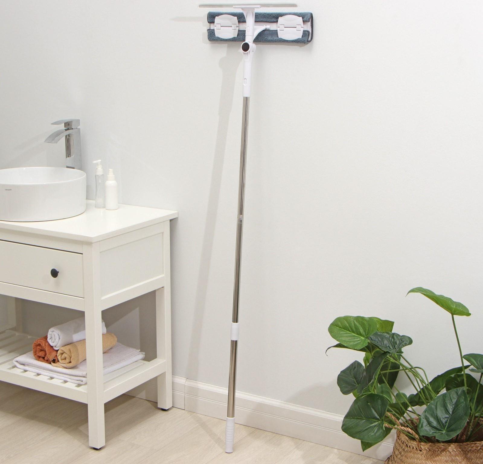 Окномойка бабочка Raccoon, стальная телескопическая ручка, микрофибра, поворот на 180°, 40×10×118(150) см