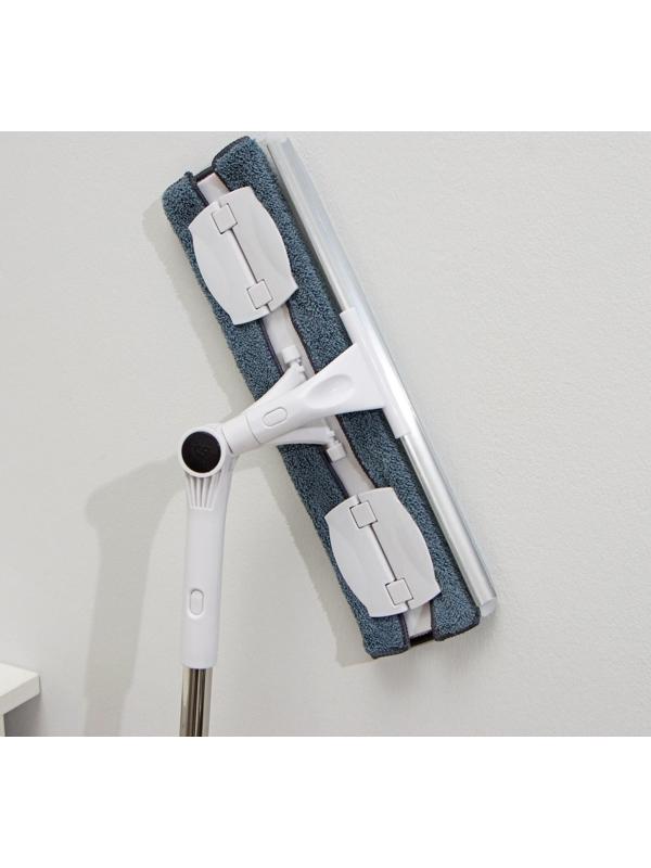 Окномойка бабочка Raccoon, стальная телескопическая ручка, микрофибра, поворот на 180°, 40×10×118(150) см