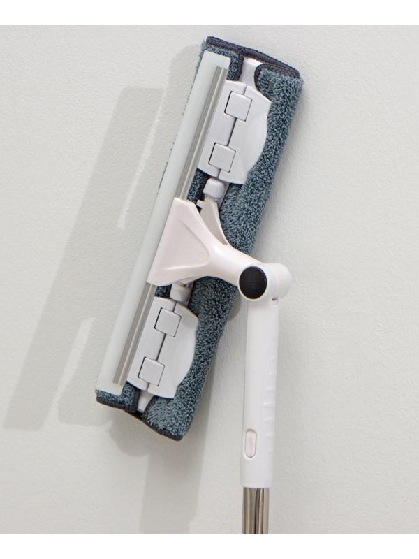 Окномойка бабочка Raccoon, стальная телескопическая ручка, микрофибра, поворот на 180°, 27×7×114(137) см