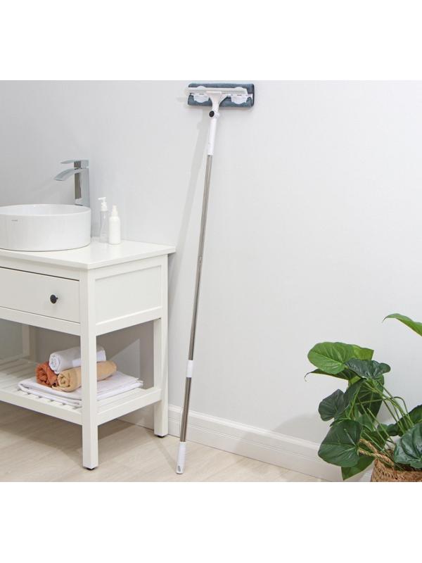 Окномойка бабочка Raccoon, стальная телескопическая ручка, микрофибра, поворот на 180°, 27×7×114(137) см