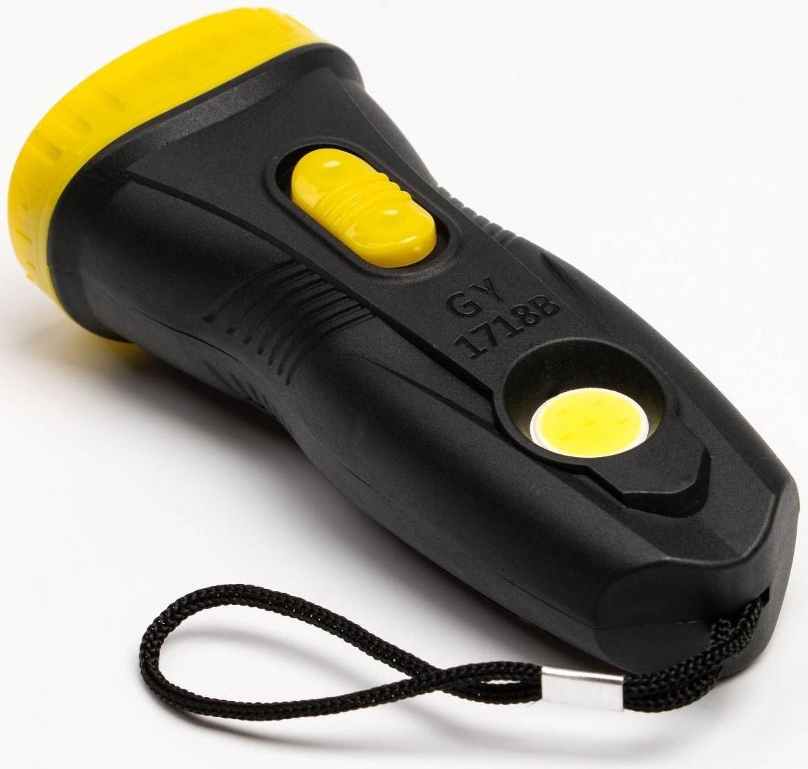 Фонарь ручной, 1 Вт LED, сбоку COB, 2 режима, 2 AA