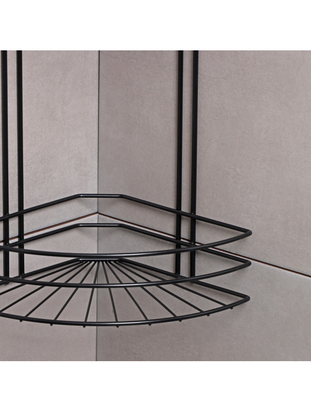 Полка угловая для ванной 3-х ярусная Native, 175×175×562 мм, цвет черный матовый