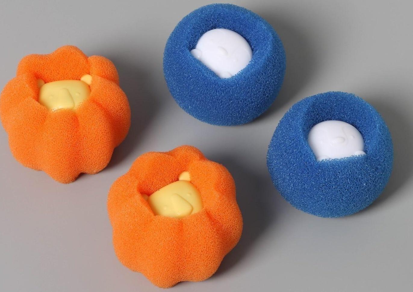 Шарики для стирки, набор 4 шт, d=8 см, цвет МИКС