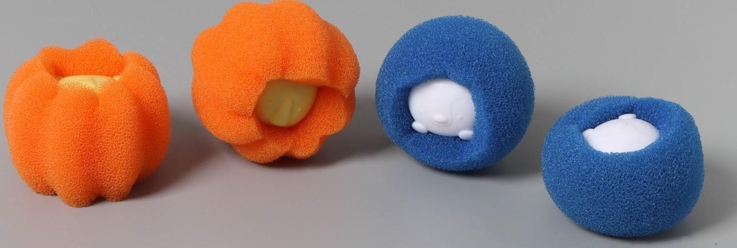 Шарики для стирки, набор 4 шт, d=8 см, цвет МИКС