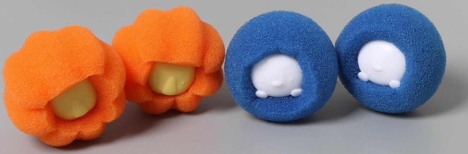 Шарики для стирки, набор 4 шт, d=8 см, цвет МИКС