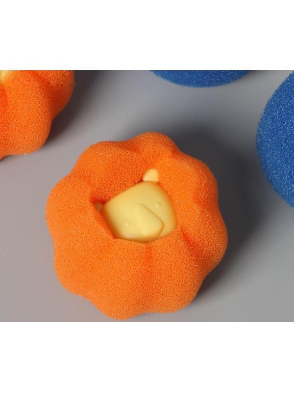 Шарики для стирки, набор 4 шт, d=8 см, цвет МИКС