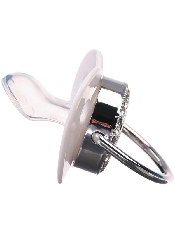 Соска - пустышка ортодонтическая, I LOVE MUM, с колпачком, +6мес., белый/серебро, стразы