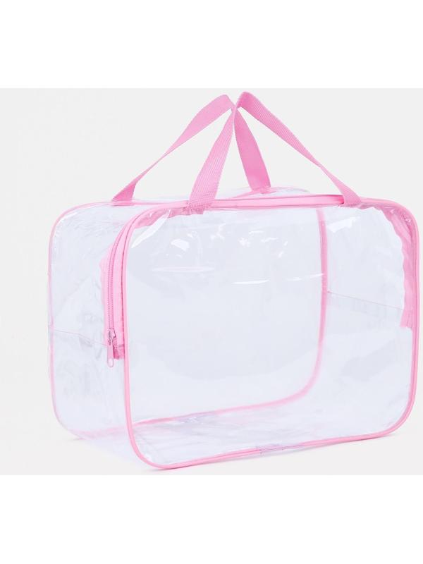 Косметичка на молнии, цвет прозрачный/розовый