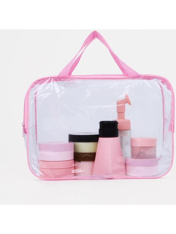 Косметичка на молнии, цвет прозрачный/розовый