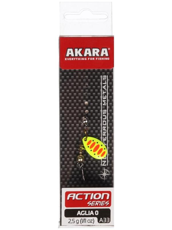 Блесна вращающаяся Akara Action Series Aglia 0, цвет A33, 2,5 гр.
