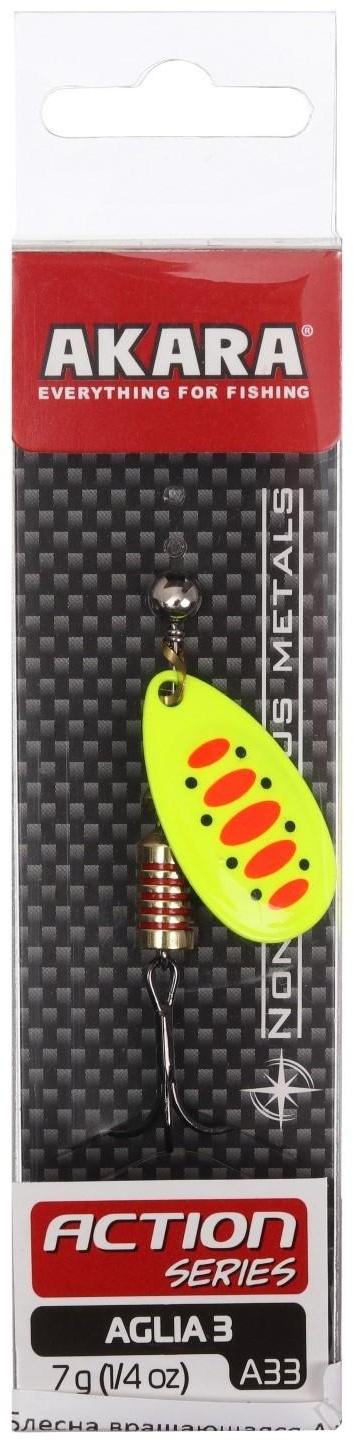 Блесна вращающаяся Akara Action Series Aglia 3, 7 г, цвет A33