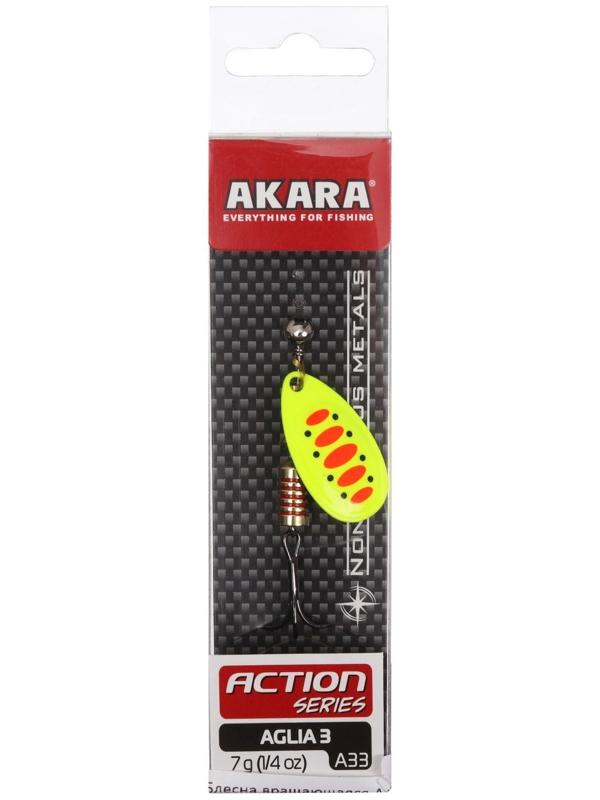 Блесна вращающаяся Akara Action Series Aglia 3, 7 г, цвет A33
