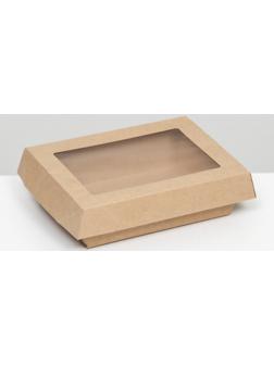 Салатник с картонной крышкой, крафт, 16 х 12 х 6,5 см, 0,5 л