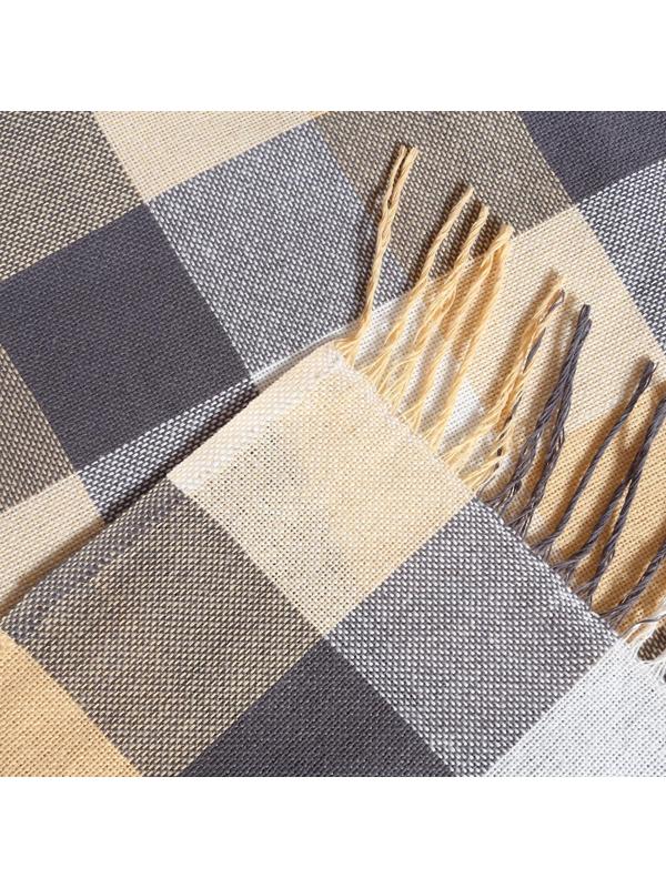 Плед Пикник 140х200см, цвет белый/бежевый/серый, хлопок 20%, пан 40%, полиэстер 40%