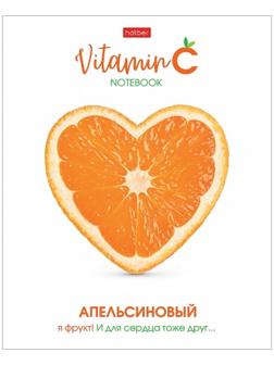 Тетрадь А5, 48 листов клетка Vitamin C, обложка мелованный картон, выборочный лак, скругленые углы, 5 видов МИКС, блок 65 г/м2