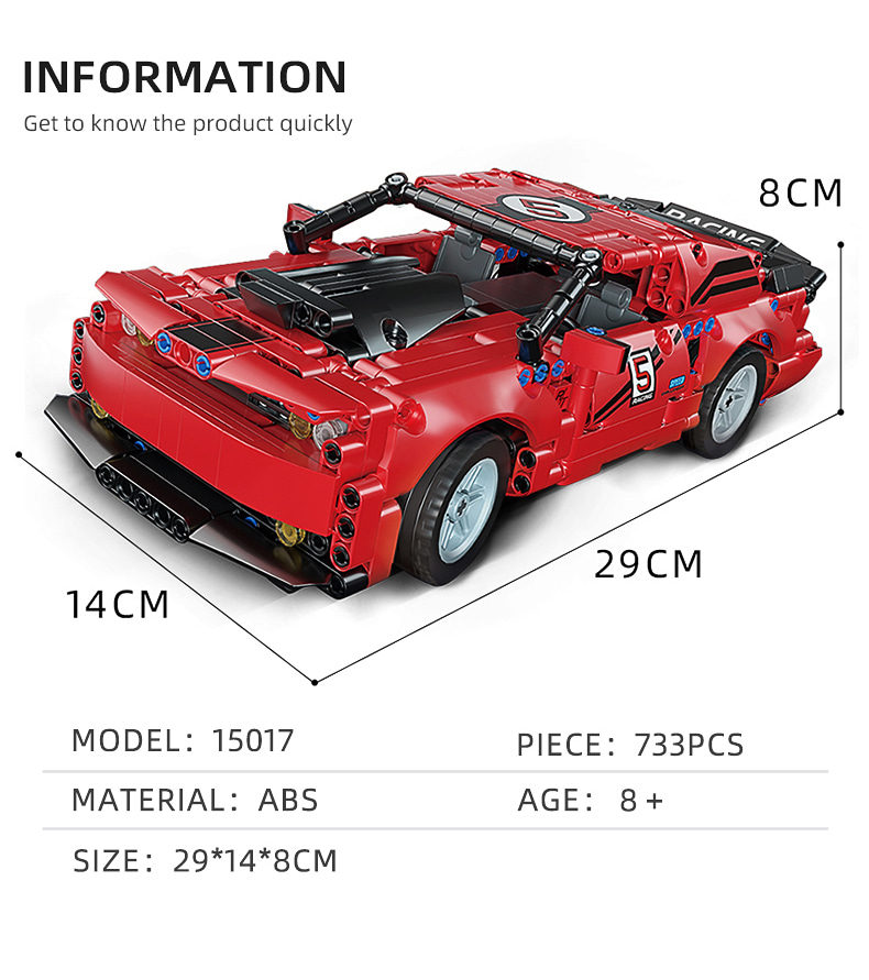 Радиоуправляемый конструктор Mould King «Dodge Challenger Red» 15017 / 733 детали