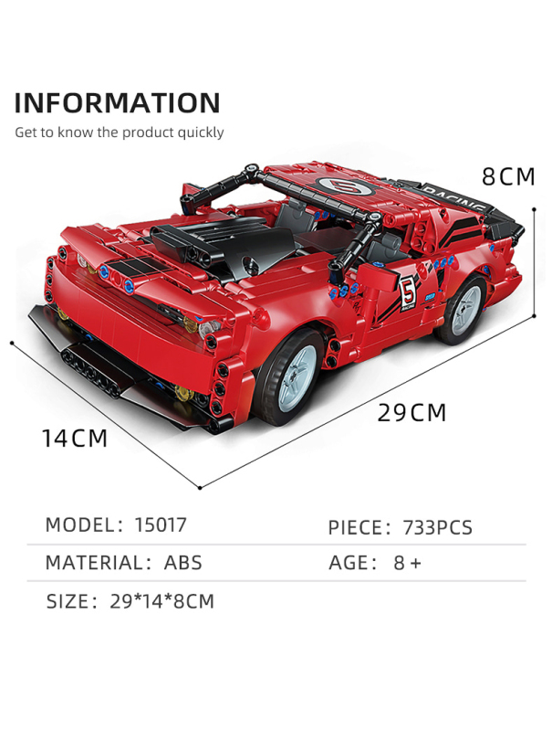 Радиоуправляемый конструктор Mould King «Dodge Challenger Red» 15017 / 733 детали
