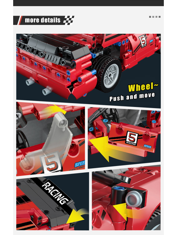 Радиоуправляемый конструктор Mould King «Dodge Challenger Red» 15017 / 733 детали