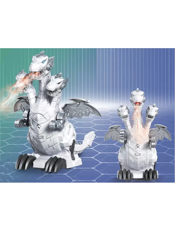 Радиоуправляемая игрушка MSN Toys «Дракон: трехглавый Змей Горыныч» с дымом, 128A-36 / Белый