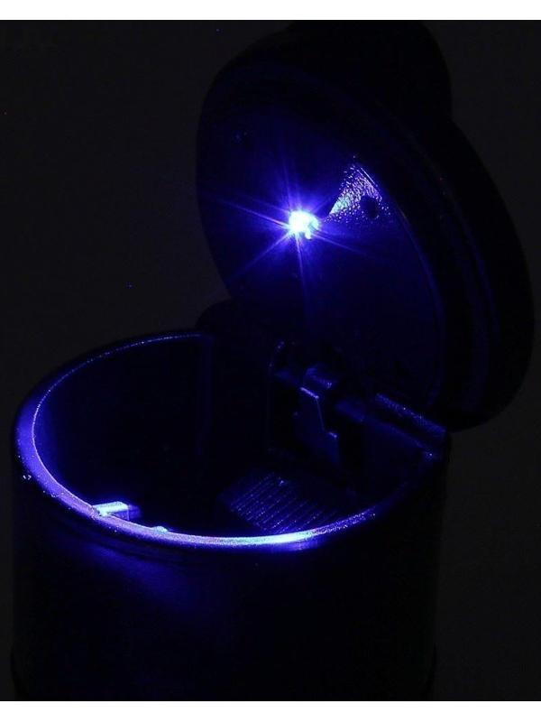 Пепельница для авто TORSO с подсветкой, 10×7 см, черный