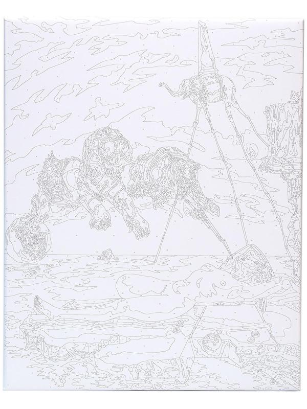 Картина по номерам на холсте с подрамником «Сон, вызванный полётом пчелы вокруг граната, за секунду до пробуждения» Сальвадор Дали 40х50 см