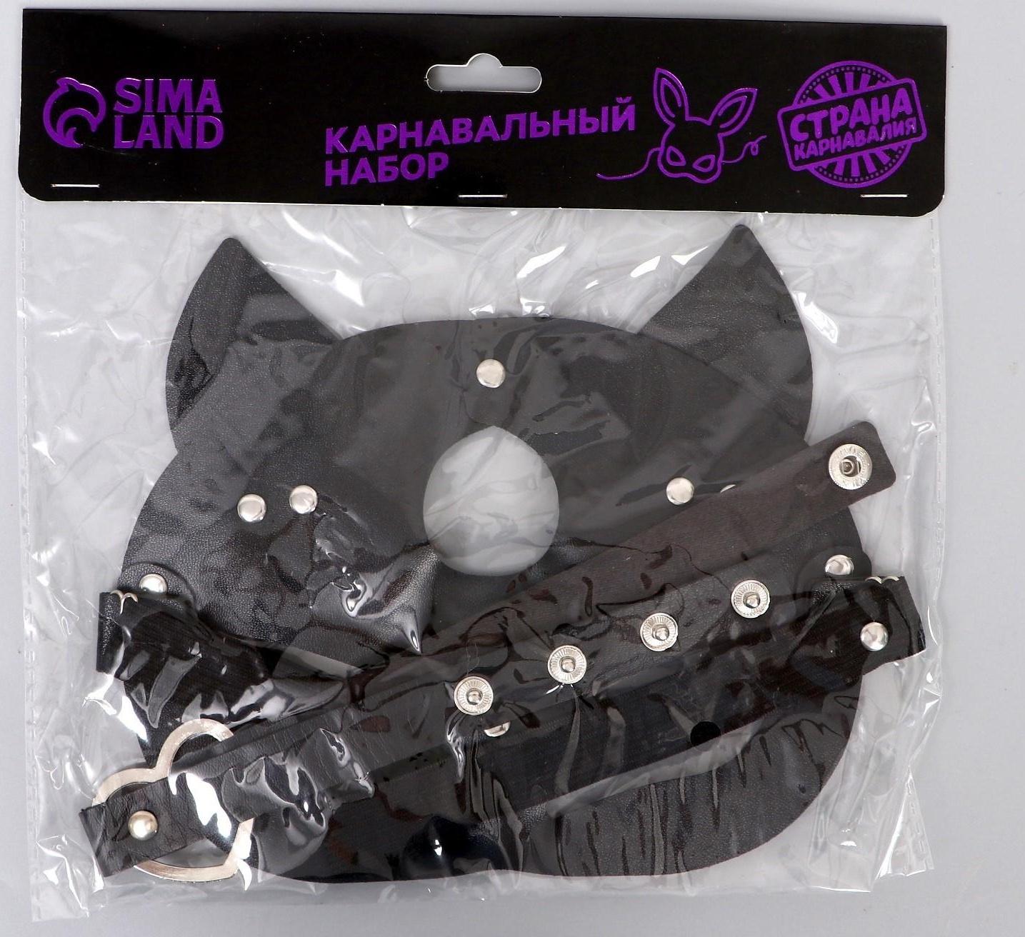 Карнавальный набор «Строгая киска», (маска+чокер)